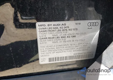 2020 Audi Q5 Premium Plus 45 Tfsi Quattro S Tronic из США, поврежденный, VIN WA1BNAFY6L2029616
